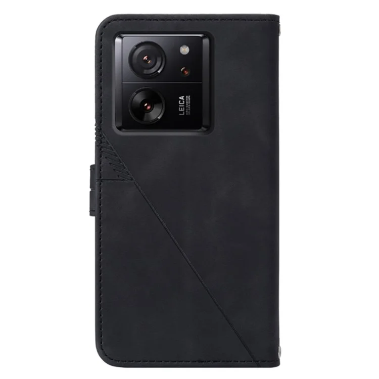 For Xiaomi 13T / 13T Pro / Redmi K60 Ultra Leather Case with Shoulder Strap Wallet Stand Phone Cover - Black