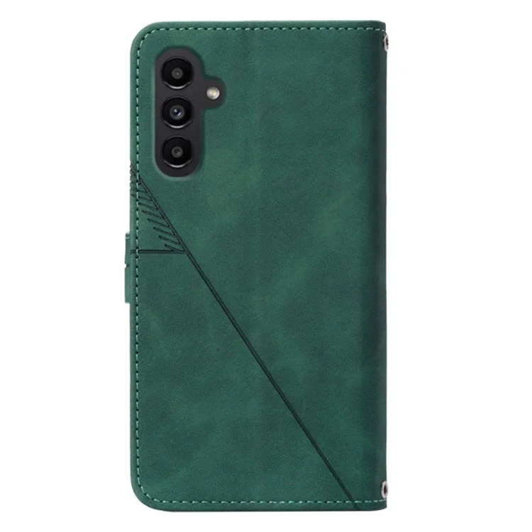 For Samsung Galaxy A05s 4G Leather Case with Shoulder Strap Wallet Stand Phone Cover - Blackish Green