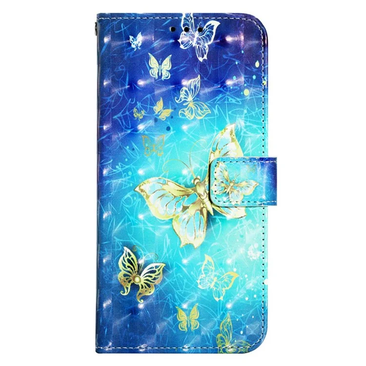 For Samsung Galaxy A15 4G 4G Leather Case 3D Pattern Printing Wallet Stand Mobile Cover with Strap - Golden Butterflies