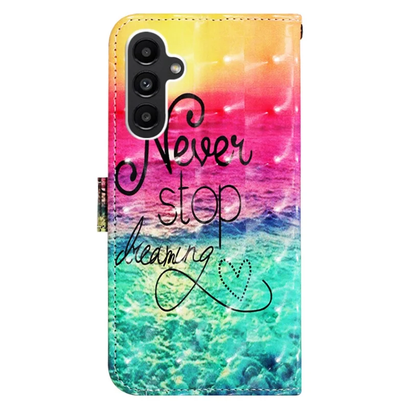 For Samsung Galaxy A15 4G 4G Leather Case 3D Pattern Printing Wallet Stand Mobile Cover with Strap - Never Stop Dreaming