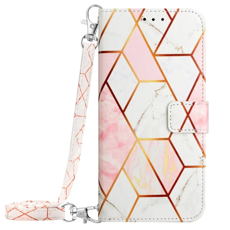 Serie de Cuero con Estampado de Patrones YB - 6 para Xiaomi 13T / 13T Pro / Funda Redmi K60 Ultra Anticorte Cubierta de Teléfono de Cuero - Rosa+Blanco LS002