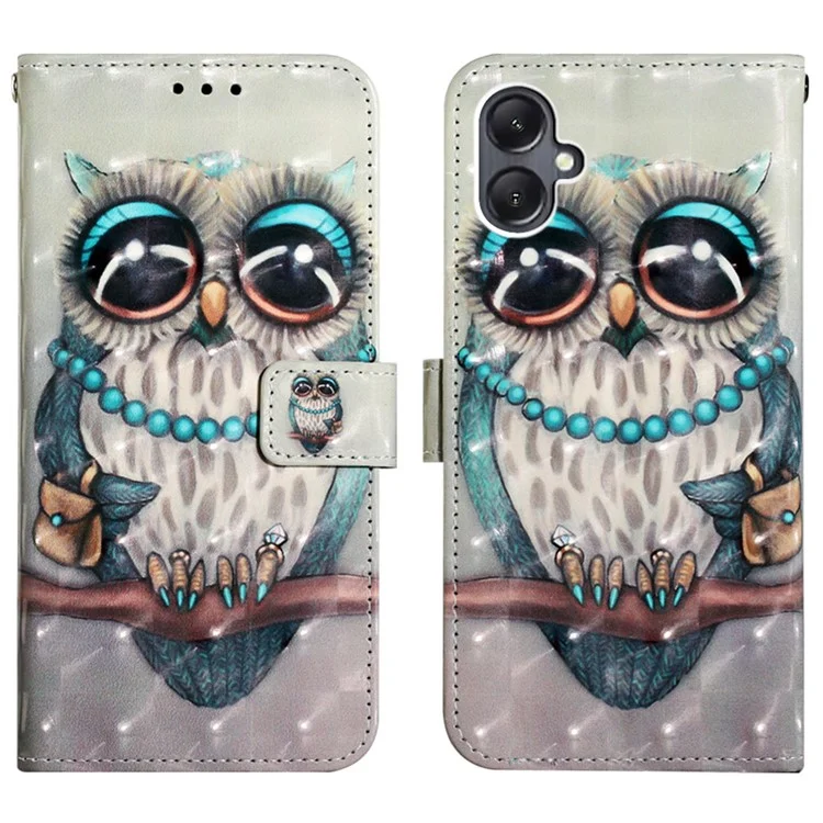 YB Pattern Printing Leather Series-2 Per Samsung Galaxy A05 4G Case 3D Pattern Wallet Flip Phone Cover - Gufo Grigio