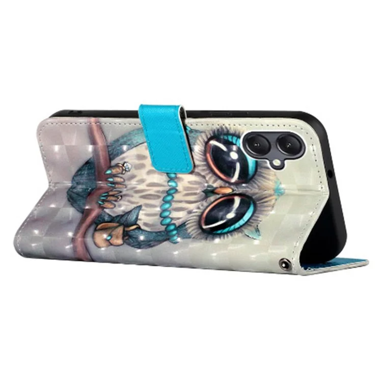YB Pattern Printing Leather Series-2 Per Samsung Galaxy A05 4G Case 3D Pattern Wallet Flip Phone Cover - Gufo Grigio