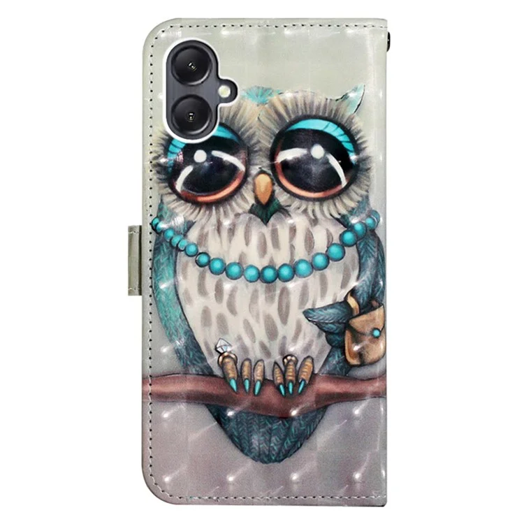 YB Pattern Printing Leather Series-2 Per Samsung Galaxy A05 4G Case 3D Pattern Wallet Flip Phone Cover - Gufo Grigio