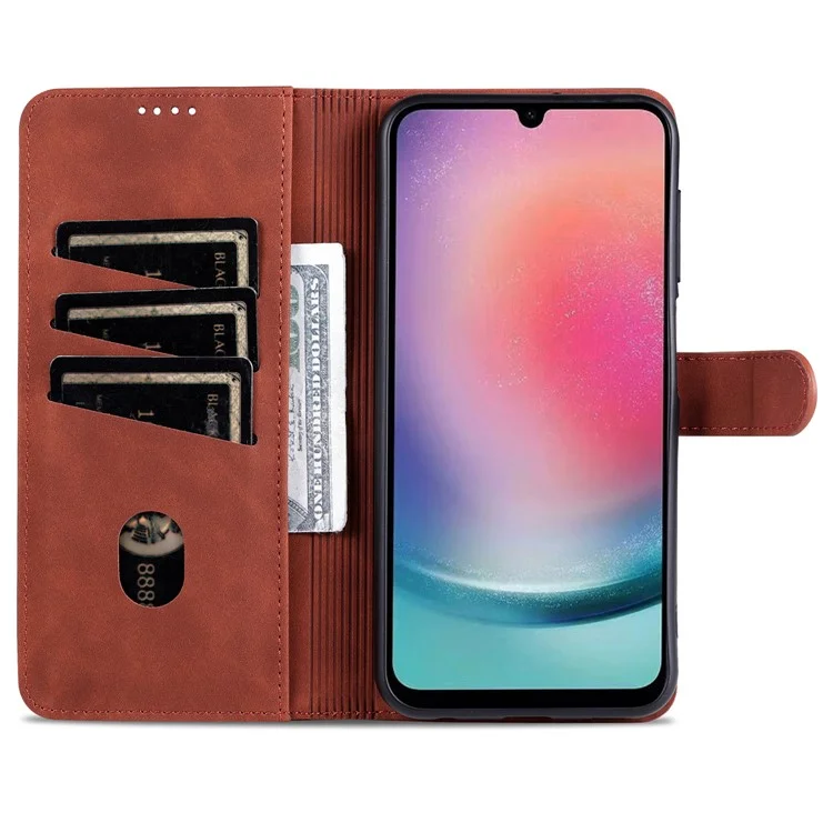 AZNS per Samsung Galaxy A25 5G (Globale) (161,0 x 76,5 x 8,3 mm) Custodia in Pelle Flip Stand Wallet Cover - Marrone