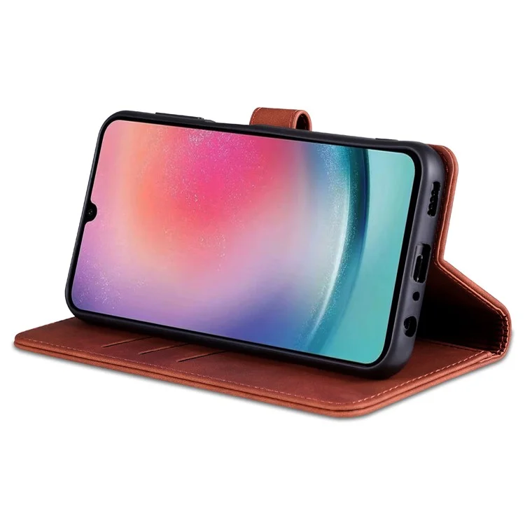 AZNS per Samsung Galaxy A25 5G (Globale) (161,0 x 76,5 x 8,3 mm) Custodia in Pelle Flip Stand Wallet Cover - Marrone