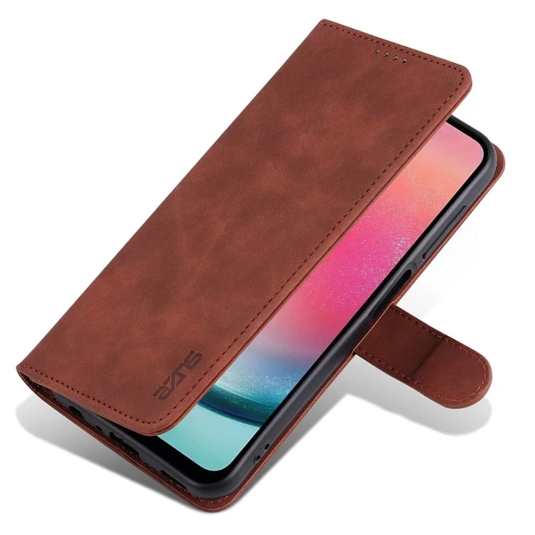 AZNS per Samsung Galaxy A25 5G (Globale) (161,0 x 76,5 x 8,3 mm) Custodia in Pelle Flip Stand Wallet Cover - Marrone