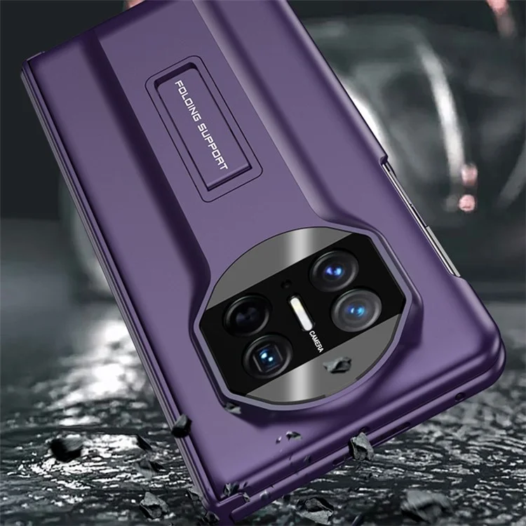 Жесткий ПК-чехол GKK для Huawei Mate X5 с подставкой и закаленной стеклянной пленкой - черный