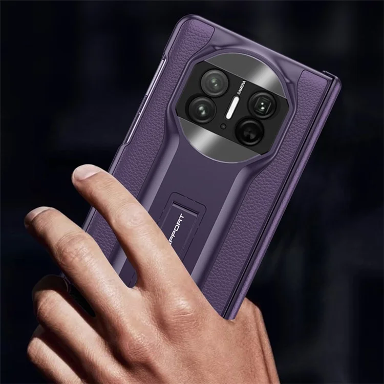 GKK para la funda del Huawei Mate X5 Bisagra magnética Soporte Cubierta de PC+PU del teléfono con película protectora de vidrio templado anti-espionaje - Fibra de carbono