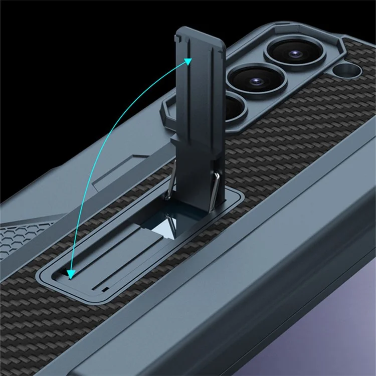 GKK For Samsung Galaxy Z Fold5 5G Case Kickstand PC Phone Shell with Tempered Glass Screen Film - Green