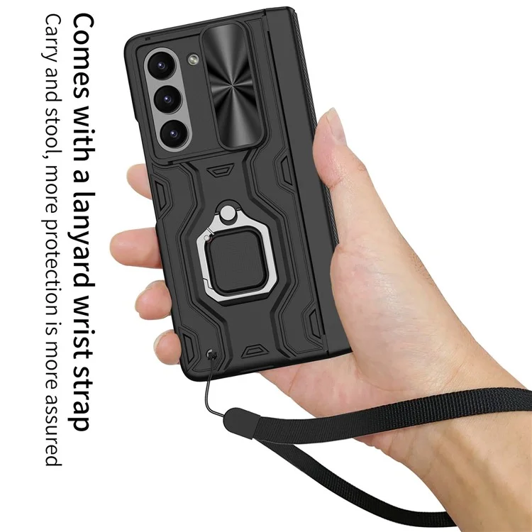 GKK For Samsung Galaxy Z Fold5 5G Kickstand Case with Front Screen Film Hard PC Phone Cover - Black