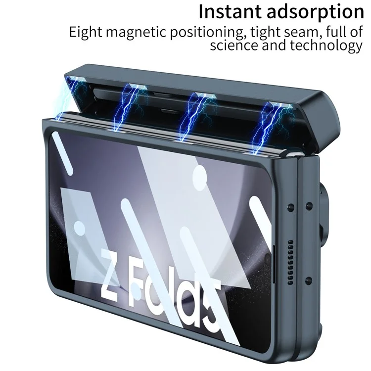 GKK For Samsung Galaxy Z Fold5 5G Kickstand Case with Front Screen Film Hard PC Phone Cover - Black