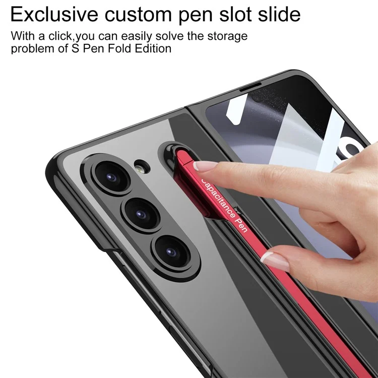 GKK For Samsung Galaxy Z Fold5 5G Case Pen Slot PC Phone Cover Tempered Glass Film (No Stylus) - Baby Blue