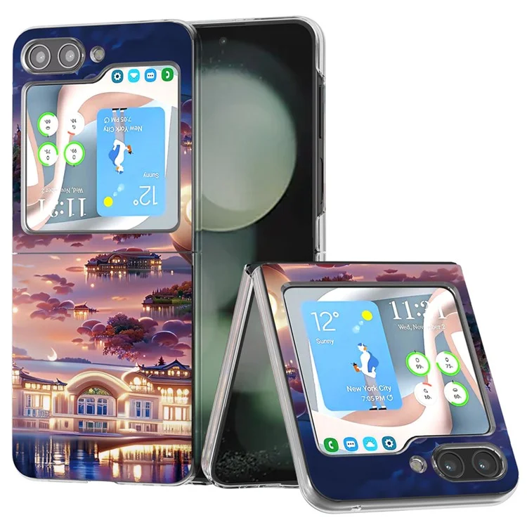 Для Samsung Galaxy Z Flip5 5G Case Printing Printing Antipcratch pc Phone Cope Phone - Лунная Башня