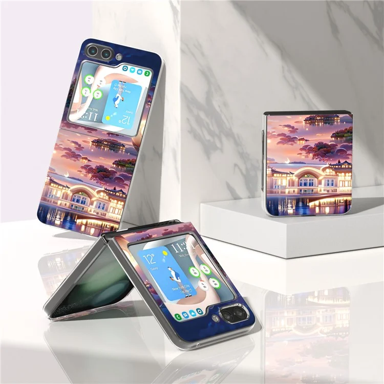 Для Samsung Galaxy Z Flip5 5G Case Printing Printing Antipcratch pc Phone Cope Phone - Лунная Башня