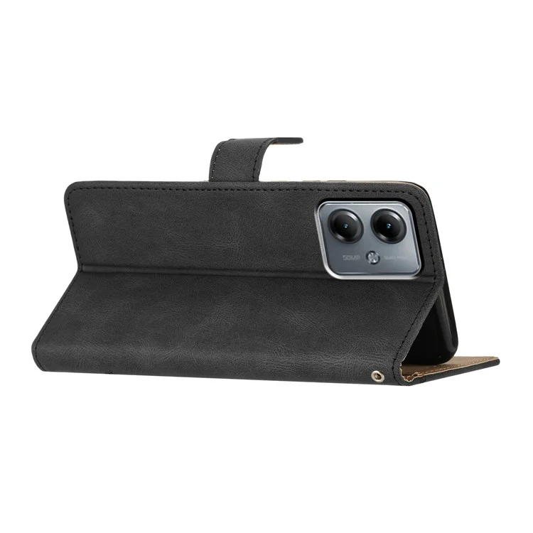 Per Motorola Moto G54 5G Custodia Crazy Horse Texture Custodia in Pelle per Telefono Stand - Nero
