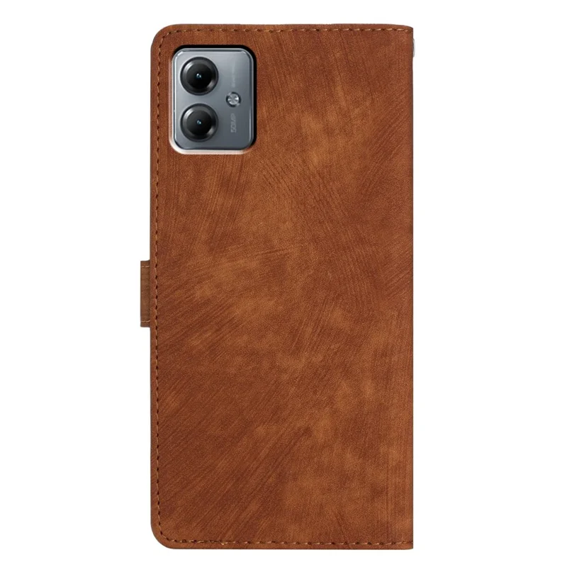 Para Motorola Moto G54 5G Case Skin-touch PU Leather Wallet Phone Cover com Suporte - Marrom