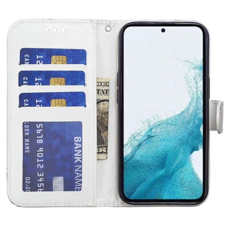 Funda para Samsung Galaxy A15 5G Cartera de Piel de Imitación con Estampado - Mariposa Azul