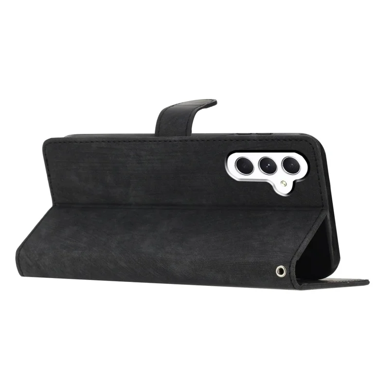 Para Samsung Galaxy A15 5G Case Stand Carteira Capa de Telefone de Couro - Preto