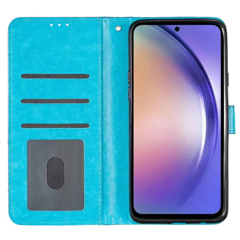 جراب لجهاز Samsung Galaxy A15 5G من جلد PU عالي الجودة مع محفظة وتصميم لامع - أزرق