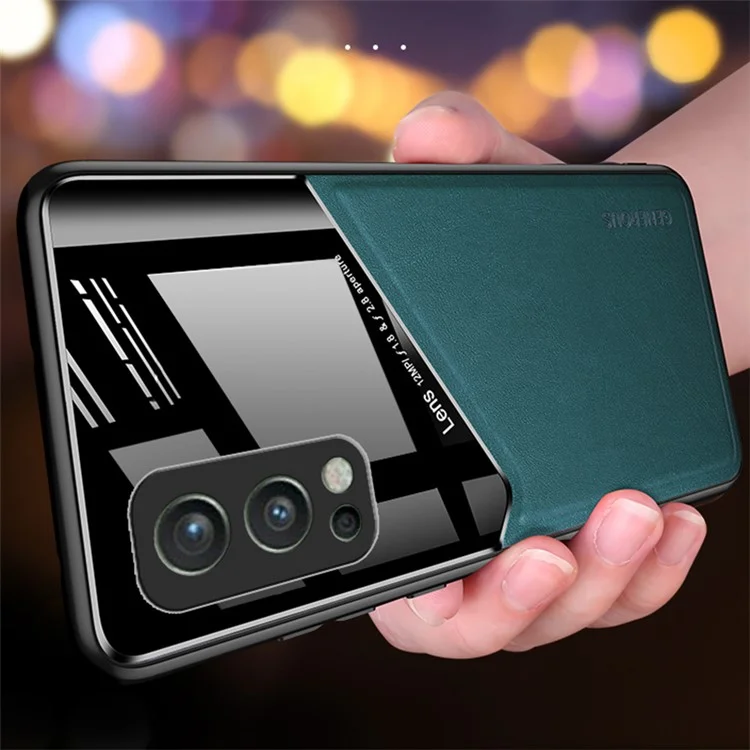 Für OnePlus Nord 2 5G-Hülle Leder + TPU + PC Smartphone-Abdeckung mit Autohalterung Metallblech - Orange