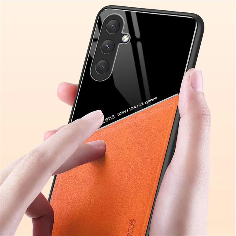 For Samsung Galaxy M54 5G / F54 5G Case Precise Cutout Leather Coated TPU+PC Phone Cover - Black