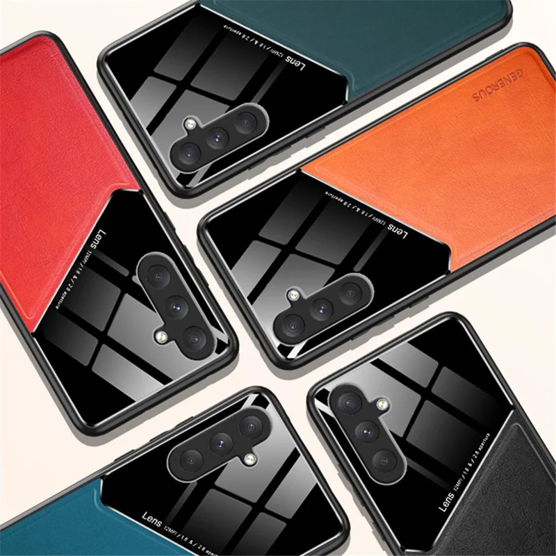 For Samsung Galaxy M54 5G / F54 5G Case Precise Cutout Leather Coated TPU+PC Phone Cover - Black