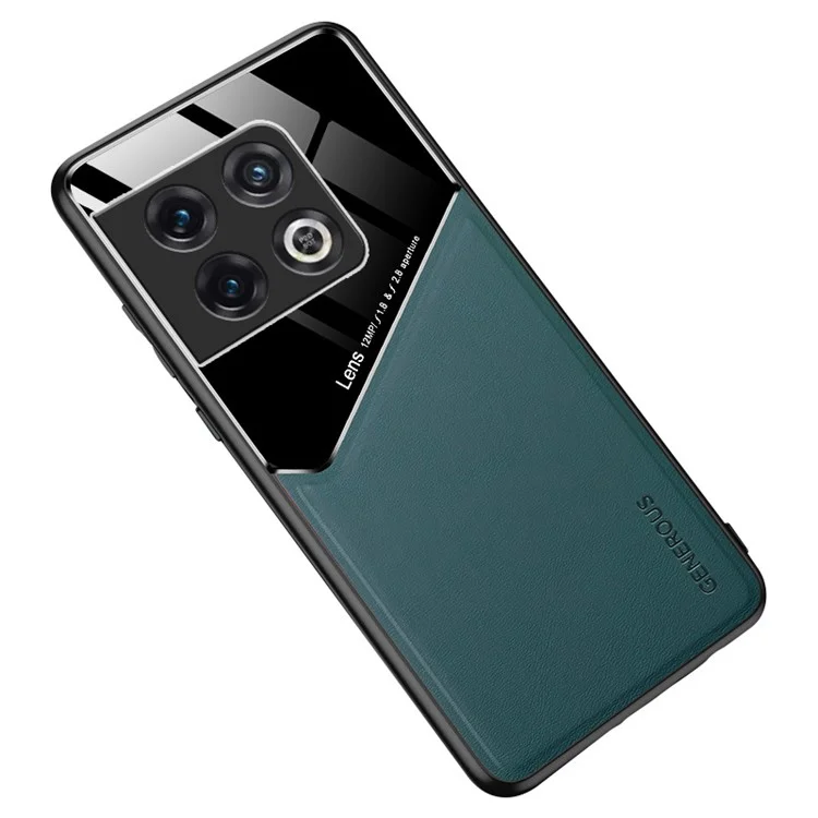 Pour OnePlus 10 Pro 5G Étui en cuir + TPU + PC Coque arrière de téléphone Support support de voiture magnétique - Vert