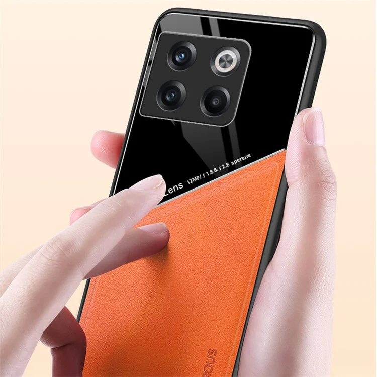 Para OnePlus 10T 5G / Ace Pro 5G Capa Integrada Suporte para Carro Folha de Metal Couro+TPU+PC Capa de Telefone - Preto