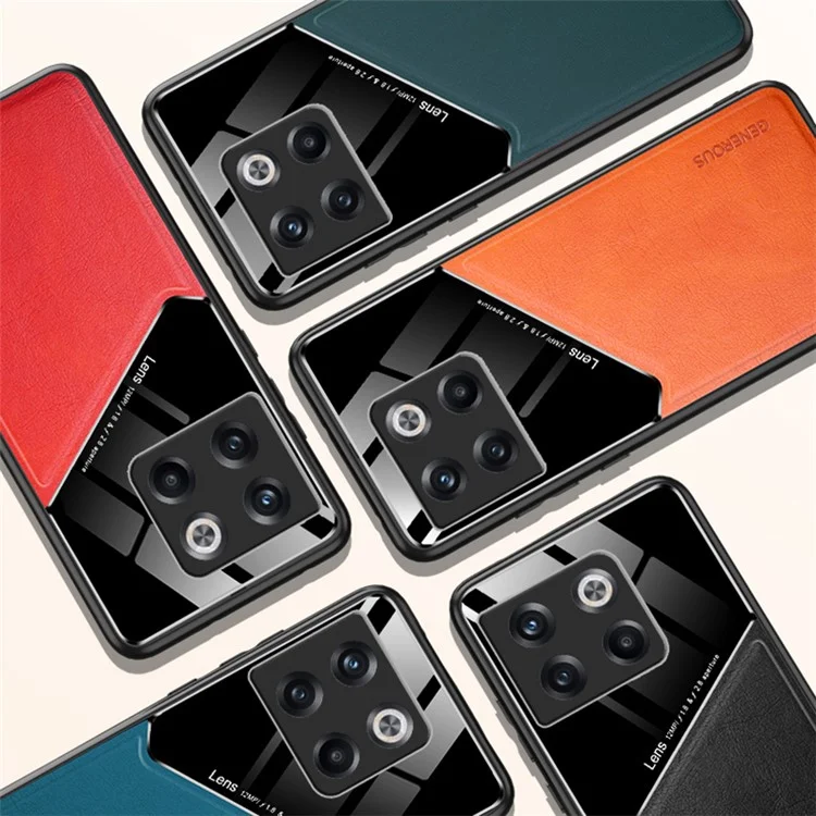 Para OnePlus 10T 5G / Ace Pro 5G Capa Integrada Suporte para Carro Folha de Metal Couro+TPU+PC Capa de Telefone - Preto