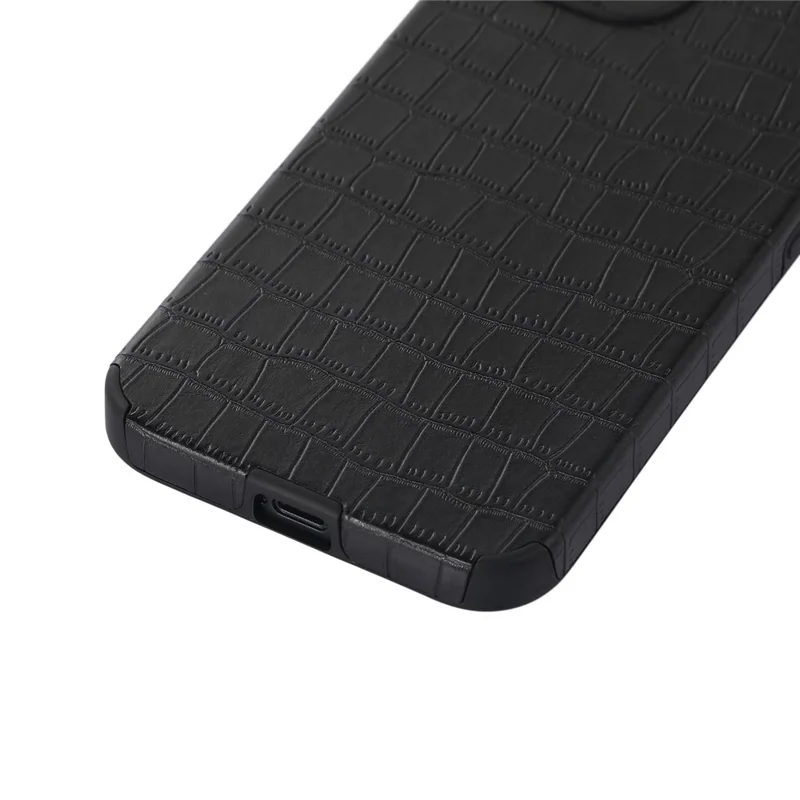 For iPhone 14 Case Crocodile Texture Anti-scratch PU Leather Coated TPU Cell Phone Cover - Red