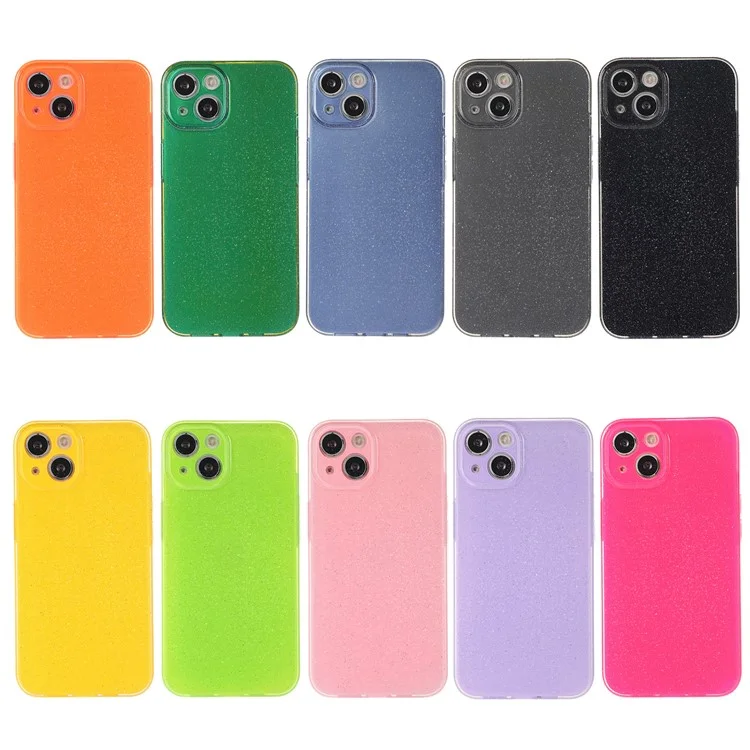 For iPhone 15 Case Jelly TPU Glittery Powder Anti-scratch Phone Back Cover - Pink
