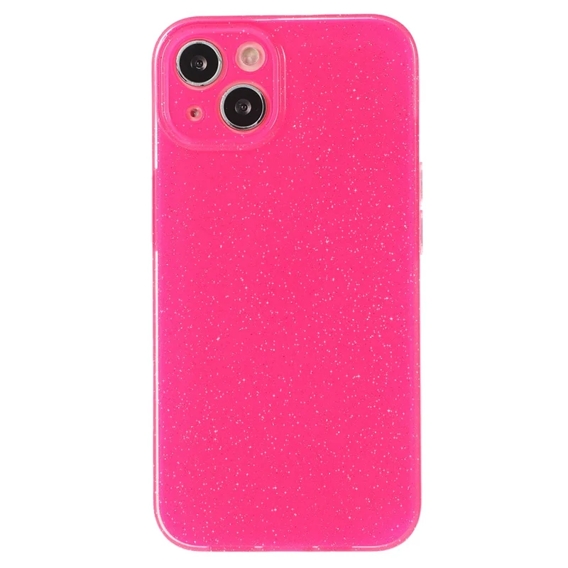 For iPhone 15 Case Jelly TPU Glittery Powder Anti-scratch Phone Back Cover - Rose