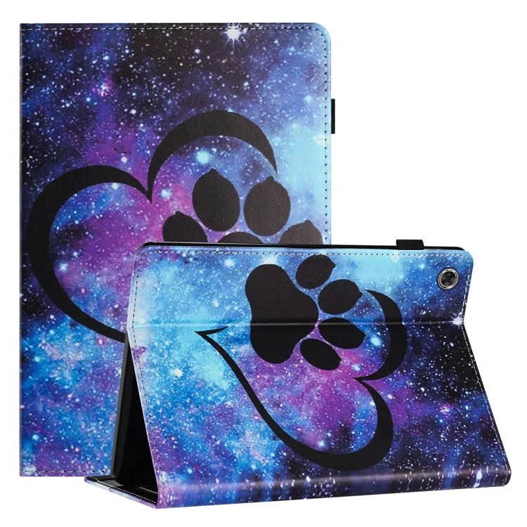 For Samsung Galaxy Tab A9 PU Leather Case Pattern Printing Tablet Cover with Card Holder - Love Footprint