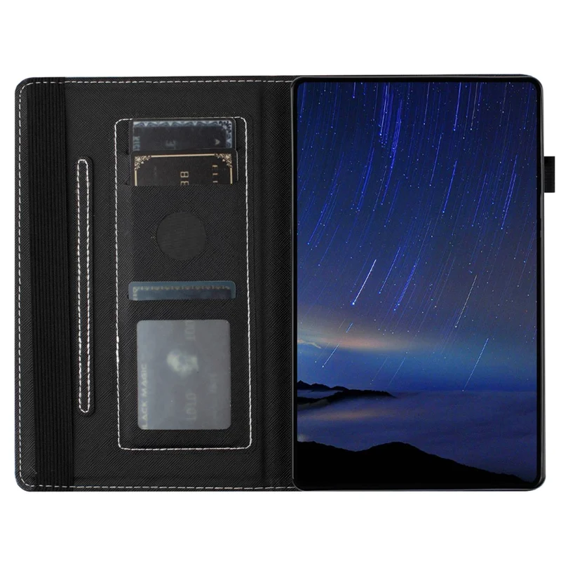 For Samsung Galaxy Tab A11 / A9 PU Leather Case Pattern Printing Tablet Cover with Card Holder - Wave Butterfly