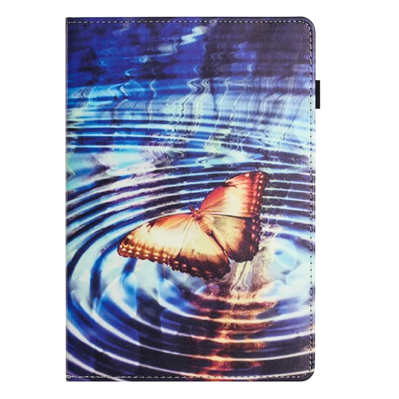 For Samsung Galaxy Tab A11 / A9 PU Leather Case Pattern Printing Tablet Cover with Card Holder - Wave Butterfly