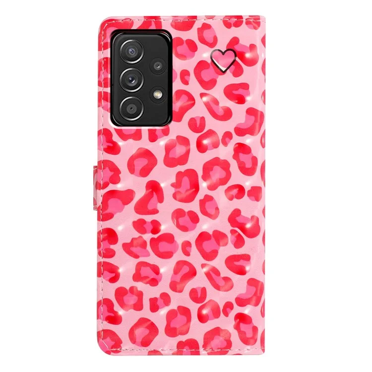 Para Samsung Galaxy A33 5G Case Stand PU Leather 3D Pattern Printing Cellphone Cover - Impressão de Leopardo Rosa