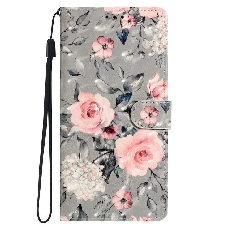 Per Samsung Galaxy A22 5G (versione UE) Custodia Portafoglio Pelle PU Modello 3D Cover Telefonica - Fiori