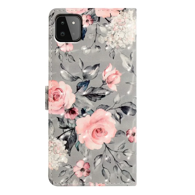 Per Samsung Galaxy A22 5G (versione UE) Custodia Portafoglio Pelle PU Modello 3D Cover Telefonica - Fiori