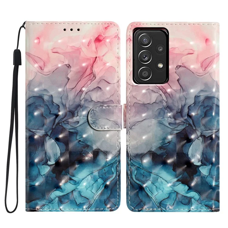 Для Samsung Galaxy A73 5G Case 3D -рисунок - Розовый Синий Мрамор