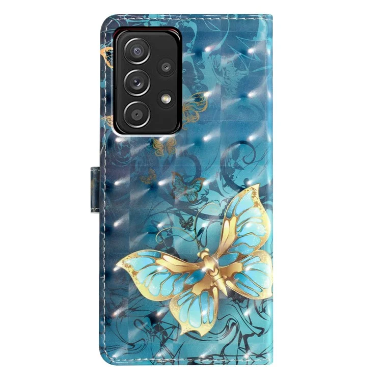 Per Samsung Galaxy A53 5G Case Stand Feature PU Leather 3D Pattern Printing Phone Cover - Farfalla