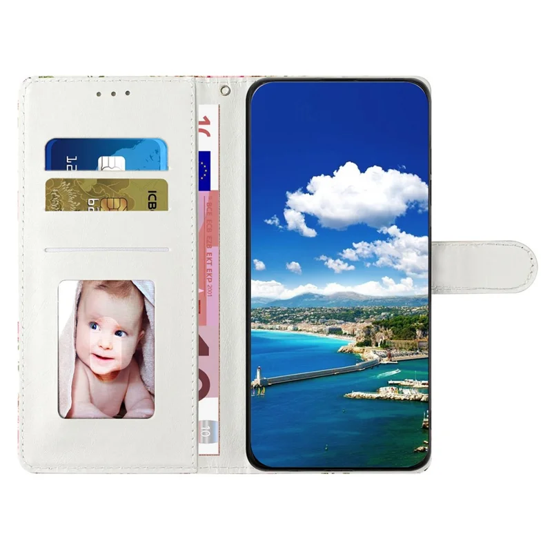 For Google Pixel 8 Case Flip Wallet PU Leather 3D Pattern Printed Phone Cover - Pink Blue Marble