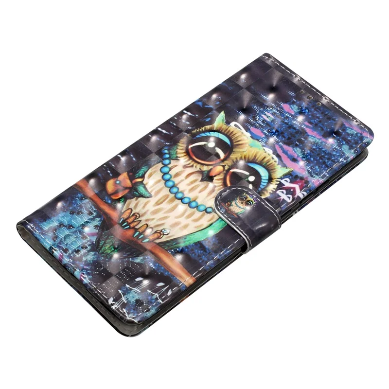 For Google Pixel 8 Case Flip Wallet PU Leather 3D Pattern Printed Phone Cover - Owl
