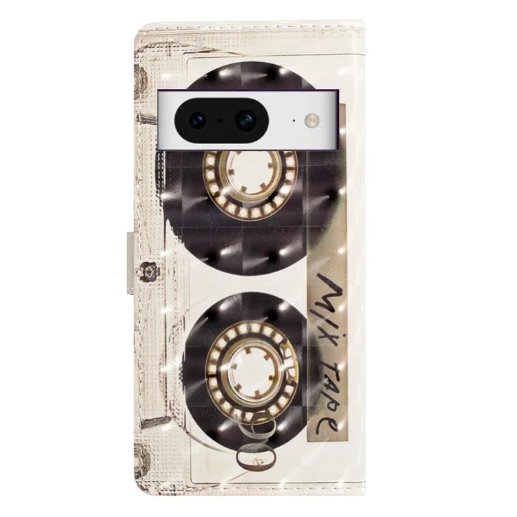 For Google Pixel 8 Case Flip Wallet PU Leather 3D Pattern Printed Phone Cover - Tape