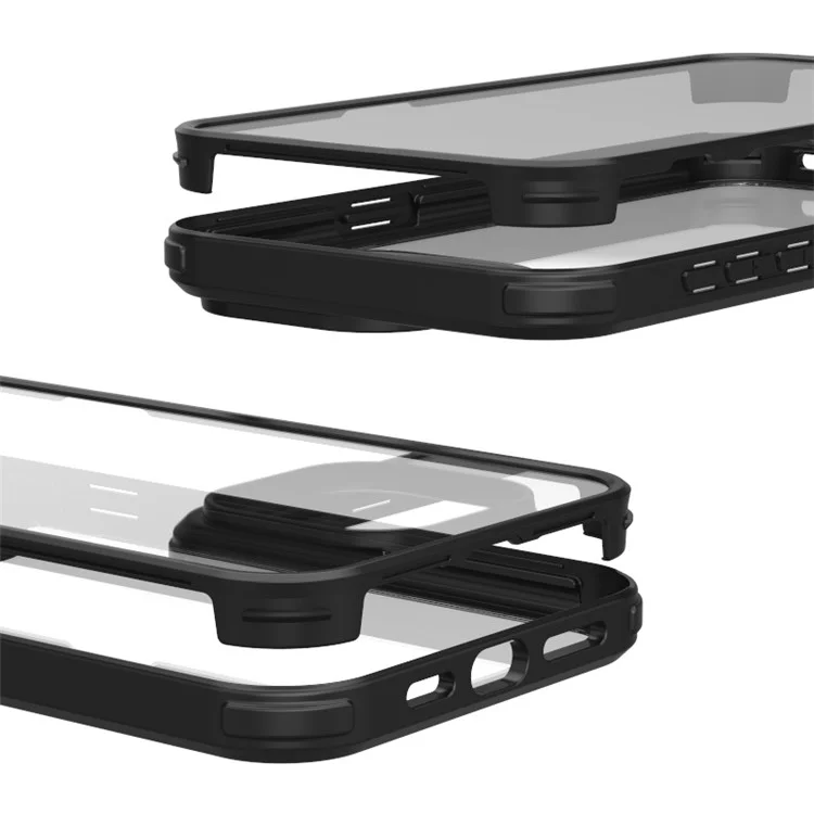 For iPhone 15 Plus Double-Sided Case Tempered Glass + Silicone Frame Phone Cover - Black