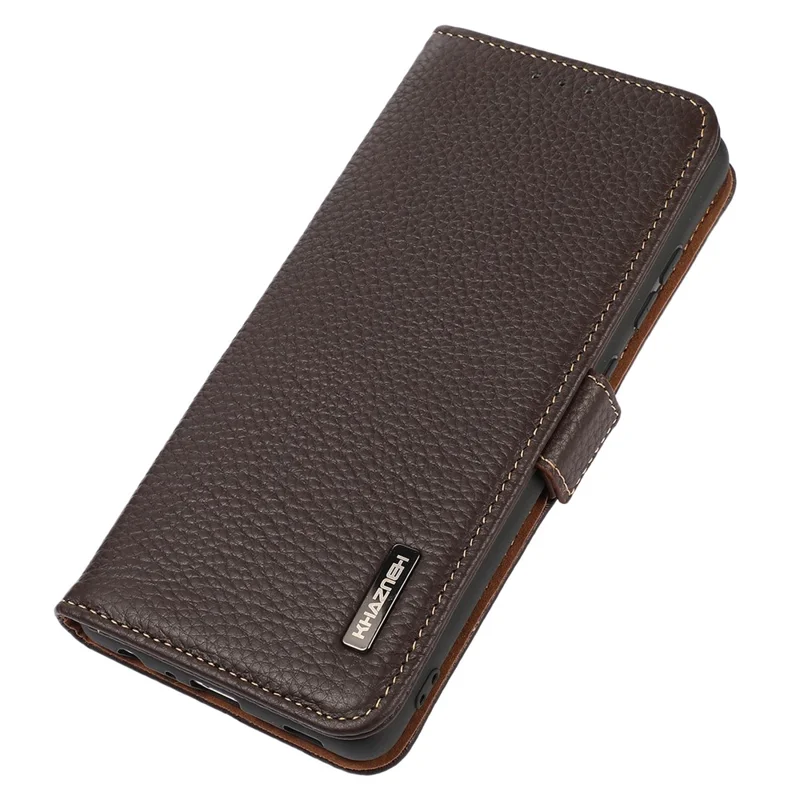 KHAZNEH Per Samsung Galaxy A05s 4G Case Genuine Cow Leather Phone Cover Wallet Stand RFID Blocking Shell - Marrone