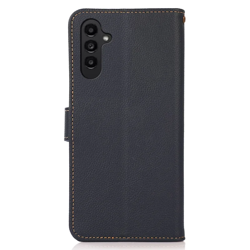 KHAZNEH per Samsung Galaxy A05s 4G Case Genuine Cow Leather Wallet RFID Blocking Cell Phone Cover - Blu