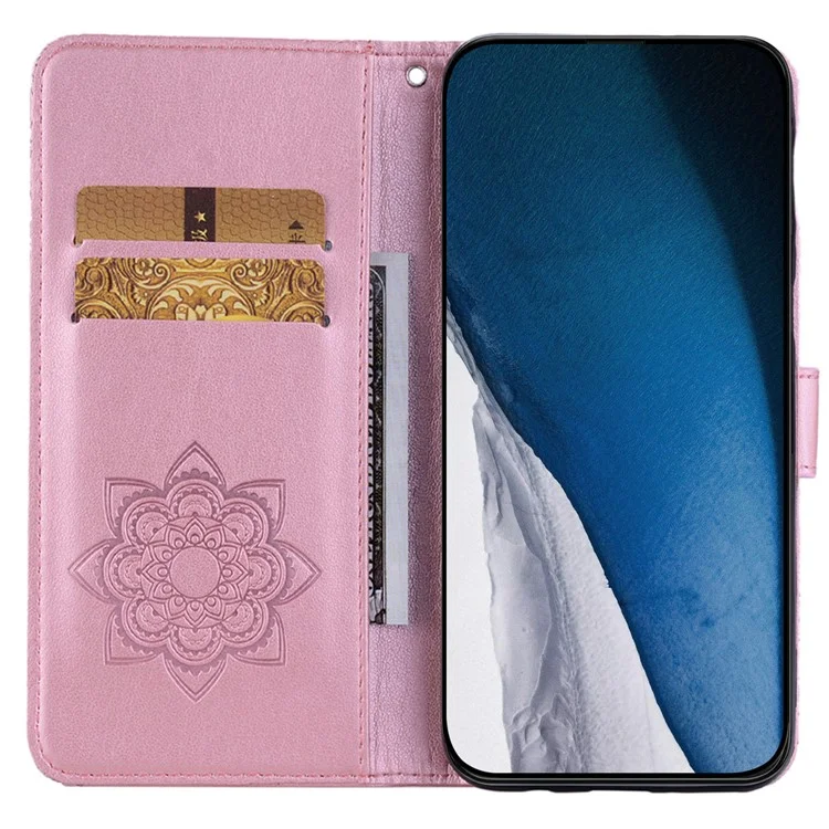 Für iPhone 15 Plus Case Rhinestone Decor Imprinted Leather Phone Cover mit Stand Wallet - Roségold