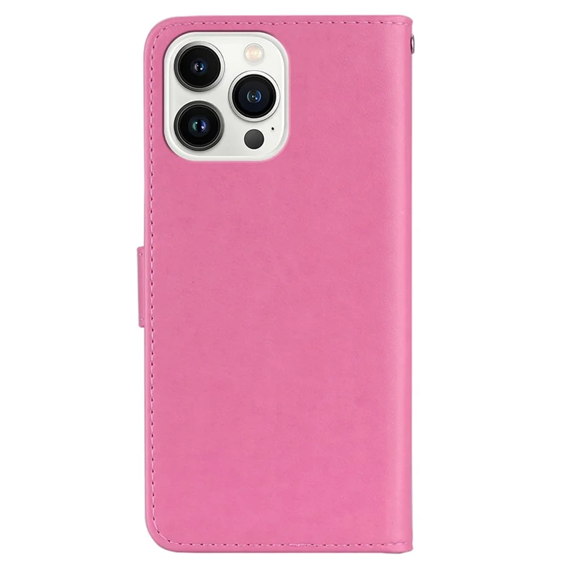 Per iPhone 15 Pro Case Rhinestone Owl Imprinted PU Leather Stand Wallet Phone Shell - Rose