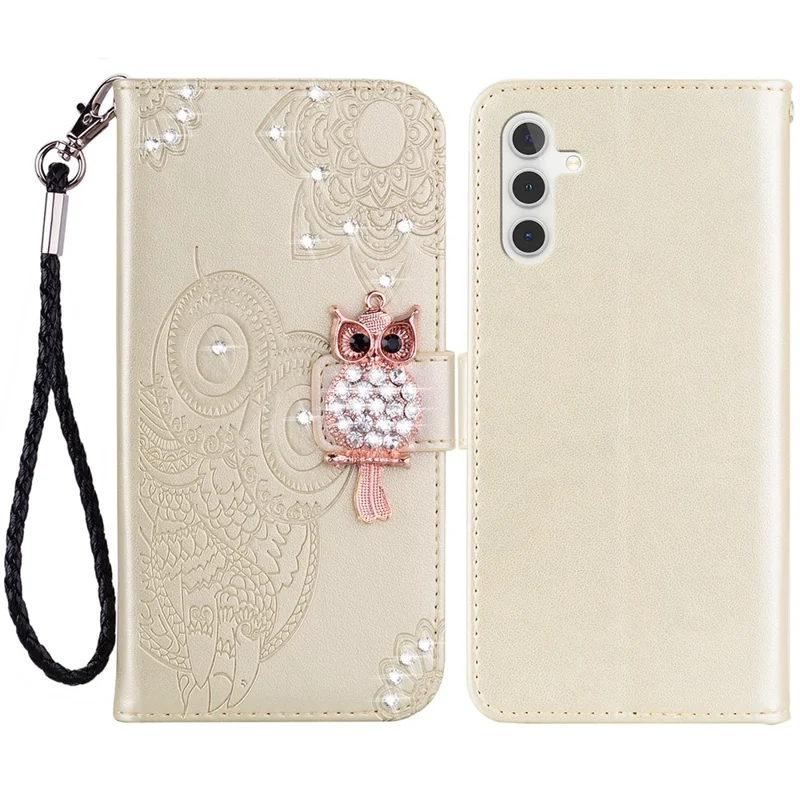 Для Samsung Galaxy A05s 4G чехол Rhinestone Decor Leather Phone Wallet Cover с подставкой - Золотой